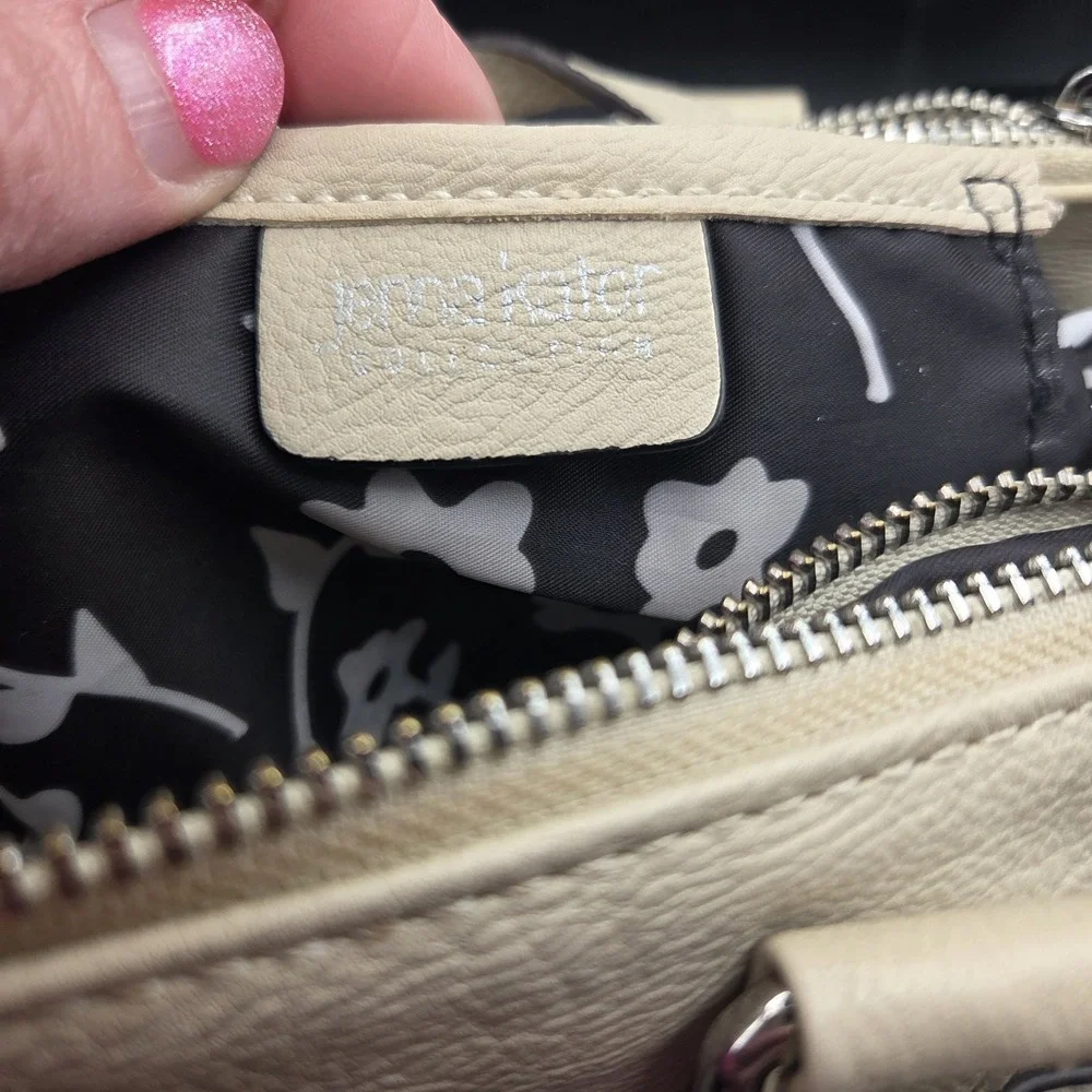 Jenna Kator Collection Vegan Leather Cream Crossbody Satchel